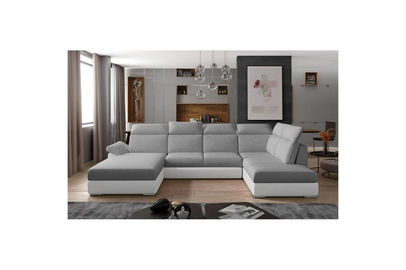 Hjørnesofa Eltap Evanell 336x211x102 cm - Sawana 21, Soft 17, Grå, Hvid, Venstre - Møbler - Sofaer - Sovesofaer