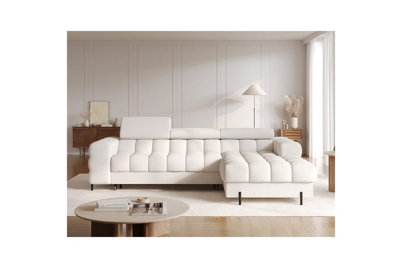 Hjørnesofa Eltap Felro 285x181x93 cm - Amore 01, Hvid, Højre - Møbler - Sofaer - Sovesofaer