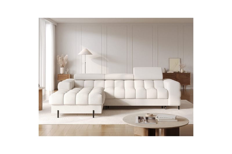 Hjørnesofa Eltap Felro 285x181x93 cm - Amore 01, Hvid, Venstre - Møbler - Sofaer - Sovesofaer