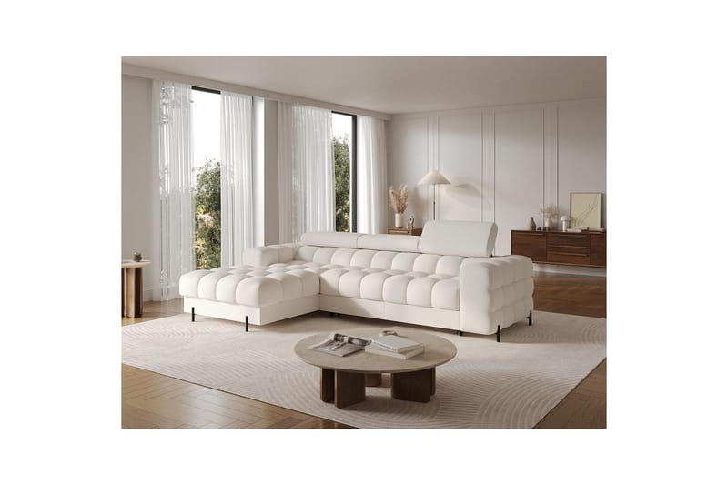 Hjørnesofa Eltap Felro 285x181x93 cm - Amore 01, Hvid, Venstre - Møbler - Sofaer - Sovesofaer