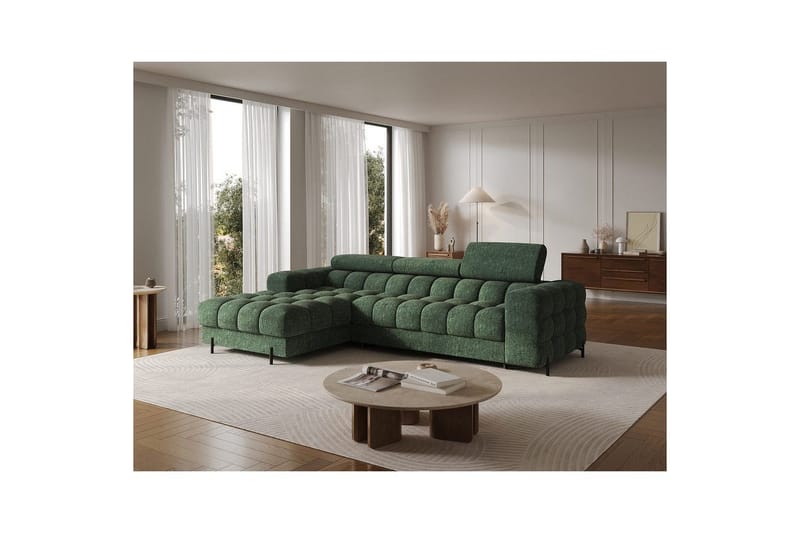 Hjørnesofa Eltap Felro 285x181x93 cm - Amore 35, Grøn, Venstre - Møbler - Sofaer - Sovesofaer