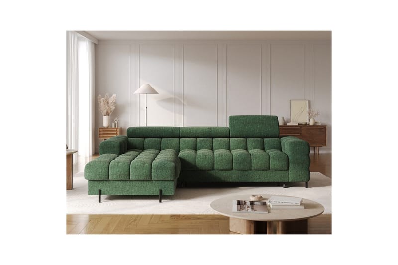 Hjørnesofa Eltap Felro 285x181x93 cm - Amore 35, Grøn, Venstre - Møbler - Sofaer - Sovesofaer