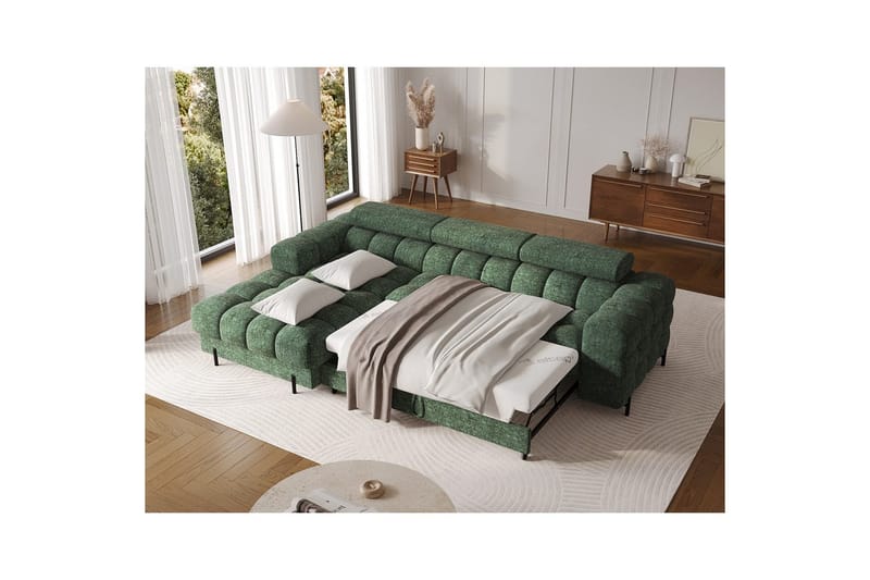 Hjørnesofa Eltap Felro 285x181x93 cm - Amore 35, Grøn, Venstre - Møbler - Sofaer - Sovesofaer