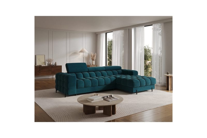 Hjørnesofa Eltap Felro 285x181x93 cm - Amore 40, Blå, Højre - Møbler - Sofaer - Sovesofaer