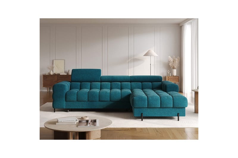 Hjørnesofa Eltap Felro 285x181x93 cm - Amore 40, Blå, Højre - Møbler - Sofaer - Sovesofaer