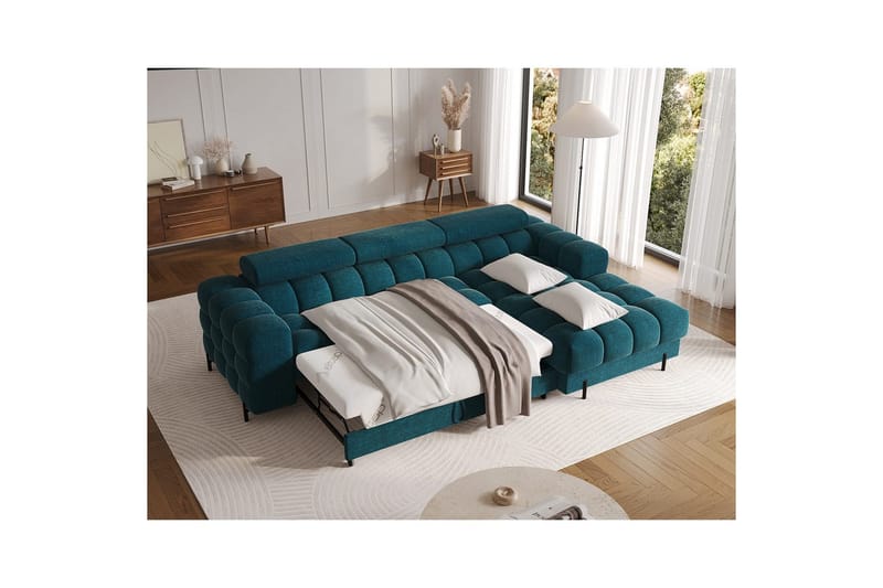 Hjørnesofa Eltap Felro 285x181x93 cm - Amore 40, Blå, Højre - Møbler - Sofaer - Sovesofaer
