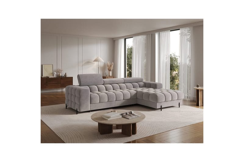 Hjørnesofa Eltap Felro 285x181x93 cm - Aura 04, Grå, Højre - Møbler - Sofaer - Sovesofaer