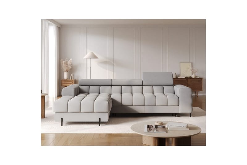 Hjørnesofa Eltap Felro 285x181x93 cm - Aura 04, Grå, Venstre - Møbler - Sofaer - Sovesofaer