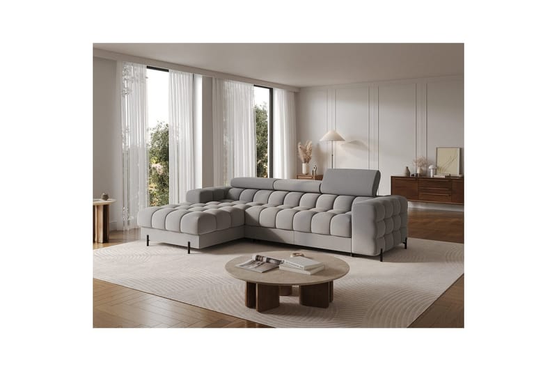 Hjørnesofa Eltap Felro 285x181x93 cm - Aura 04, Grå, Venstre - Møbler - Sofaer - Sovesofaer