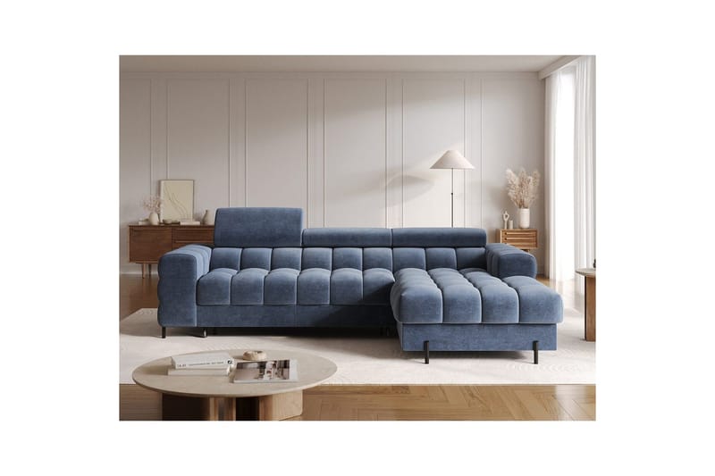 Hjørnesofa Eltap Felro 285x181x93 cm - Aura 40, Blå, Højre - Møbler - Sofaer - Sovesofaer