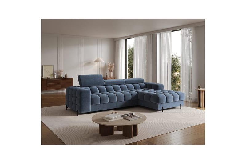 Hjørnesofa Eltap Felro 285x181x93 cm - Aura 40, Blå, Højre - Møbler - Sofaer - Sovesofaer