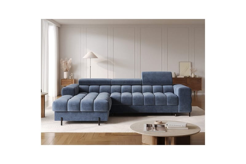 Hjørnesofa Eltap Felro 285x181x93 cm - Aura 40, Blå, Venstre - Møbler - Sofaer - Sovesofaer