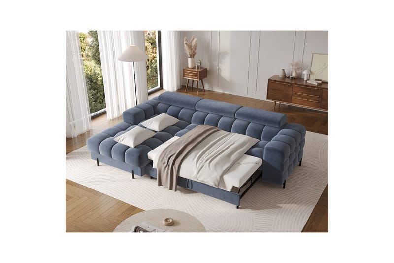 Hjørnesofa Eltap Felro 285x181x93 cm - Aura 40, Blå, Venstre - Møbler - Sofaer - Sovesofaer
