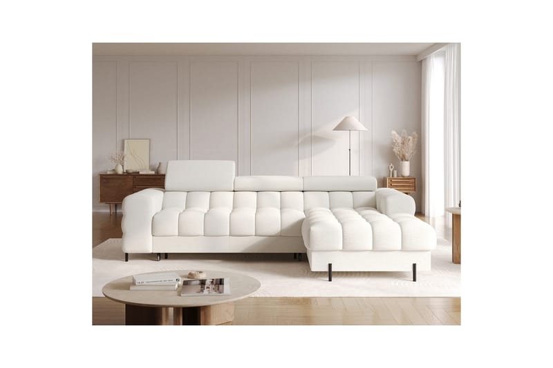 Hjørnesofa Eltap Felro 285x181x93 cm - Royal 01, Hvid, Højre - Møbler - Sofaer - Sovesofaer
