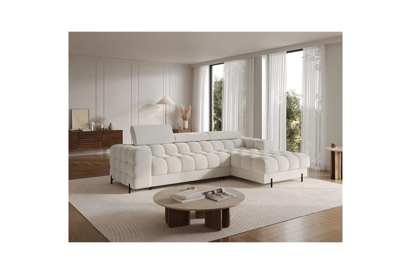 Hjørnesofa Eltap Felro 285x181x93 cm - Royal 01, Hvid, Højre - Møbler - Sofaer - Sovesofaer