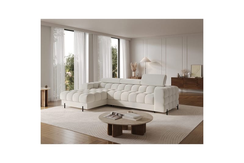 Hjørnesofa Eltap Felro 285x181x93 cm - Royal 01, Hvid, Venstre - Møbler - Sofaer - Sovesofaer
