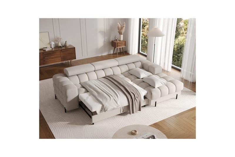 Hjørnesofa Eltap Felro 285x181x93 cm - Royal 18, Beige, Højre - Møbler - Sofaer - Sovesofaer