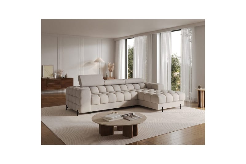Hjørnesofa Eltap Felro 285x181x93 cm - Royal 18, Beige, Højre - Møbler - Sofaer - Sovesofaer
