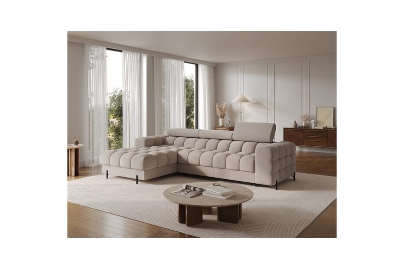 Hjørnesofa Eltap Felro 285x181x93 cm - Royal 18, Beige, Venstre - Møbler - Sofaer - Sovesofaer