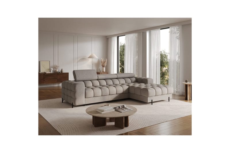 Hjørnesofa Eltap Felro 285x181x93 cm - Royal 20, Beige, Højre - Møbler - Sofaer - Sovesofaer