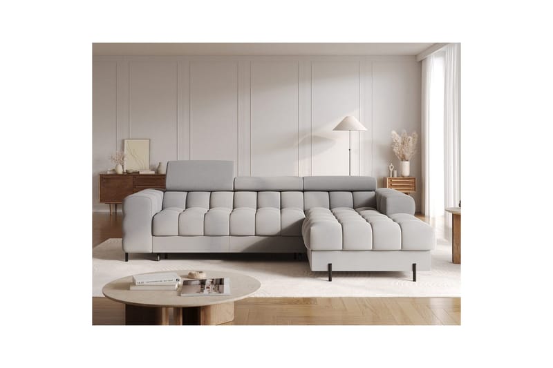 Hjørnesofa Eltap Felro 285x181x93 cm - Sola 04, Grå, Højre - Møbler - Sofaer - Sovesofaer