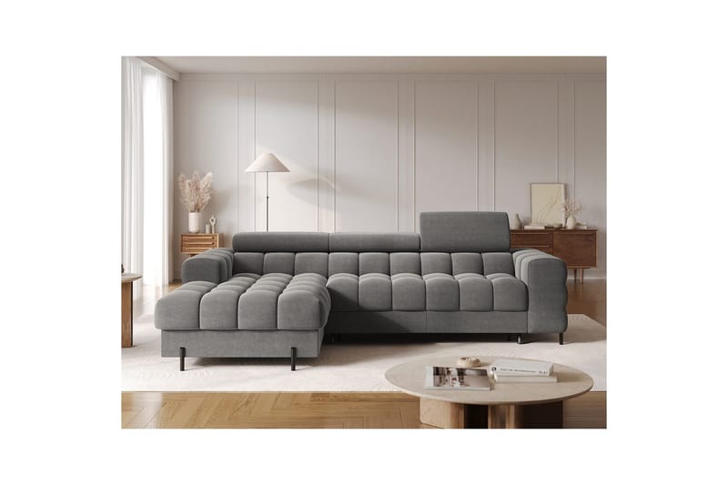 Hjørnesofa Eltap Felro 285x181x93 cm - Sola 06, Mørkegrå, Venstre - Møbler - Sofaer - Sovesofaer