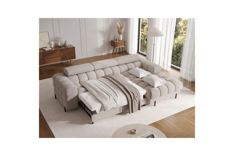 Hjørnesofa Eltap Felro 285x181x93 cm - Sola 18, Beige, Højre - Møbler - Sofaer - Sovesofaer