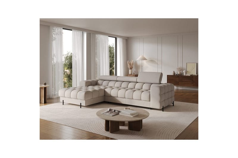 Hjørnesofa Eltap Felro 285x181x93 cm - Sola 18, Beige, Venstre - Møbler - Sofaer - Sovesofaer