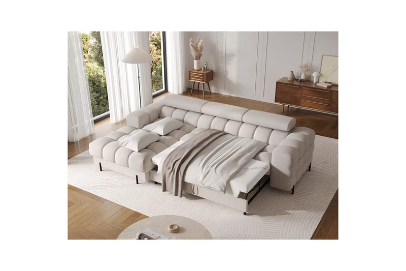 Hjørnesofa Eltap Felro 285x181x93 cm - Sola 18, Beige, Venstre - Møbler - Sofaer - Sovesofaer