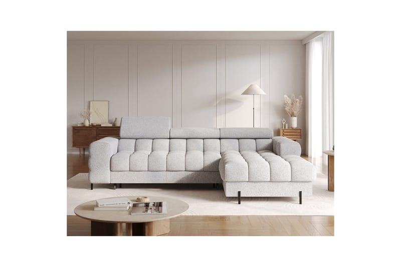 Hjørnesofa Eltap Felro 285x181x93 cm - Pellerito 03, Grå, Højre - Møbler - Sofaer - Sovesofaer