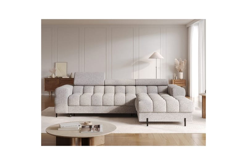 Hjørnesofa Eltap Felro 285x181x93 cm - Pellerito 20, Grå, Højre - Møbler - Sofaer - Sovesofaer