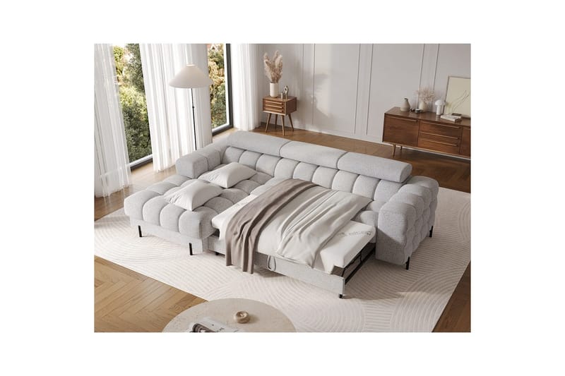 Hjørnesofa Eltap Felro 285x181x93 cm - Pellerito 03, Grå, Venstre - Møbler - Sofaer - Sovesofaer
