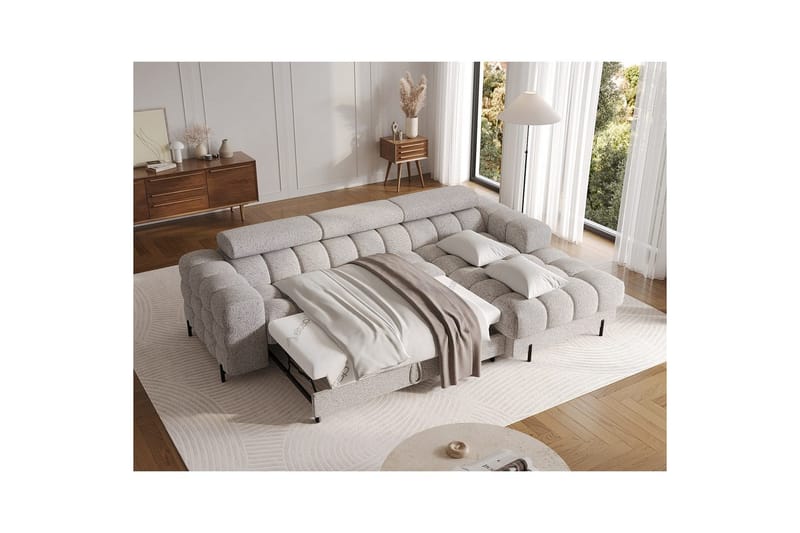 Hjørnesofa Eltap Felro 285x181x93 cm - Pellerito 20, Grå, Højre - Møbler - Sofaer - Sovesofaer