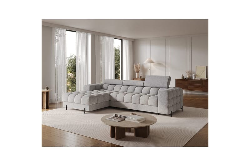 Hjørnesofa Eltap Felro 285x181x93 cm - Pellerito 03, Grå, Venstre - Møbler - Sofaer - Sovesofaer