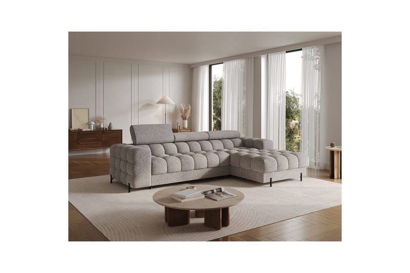 Hjørnesofa Eltap Felro 285x181x93 cm - Pellerito 20, Grå, Højre - Møbler - Sofaer - Sovesofaer