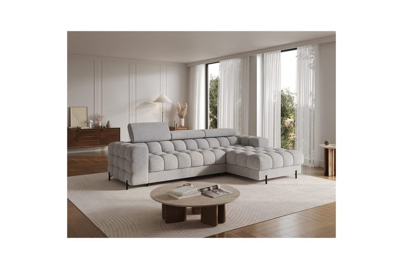 Hjørnesofa Eltap Felro 285x181x93 cm - Pellerito 03, Grå, Højre - Møbler - Sofaer - Sovesofaer