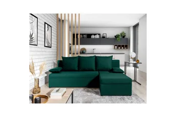 Hjørnesofa Eltap Gino 201x143x90 cm - Nube 35, Grøn - Møbler - Sofaer - Sovesofaer