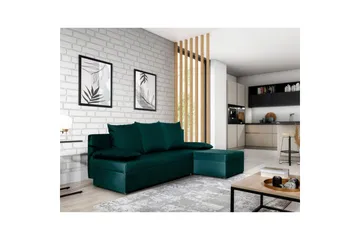 Hjørnesofa Eltap Gino 201x143x90 cm - Nube 35, Grøn - Møbler - Sofaer - Sovesofaer