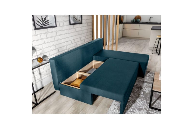 Hjørnesofa Eltap Gino 201x143x90 cm - Nube 40, Blå - Møbler - Sofaer - Sovesofaer