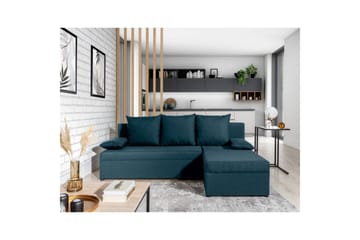 Hjørnesofa Eltap Gino 201x143x90 cm - Nube 40, Blå - Møbler - Sofaer - Sovesofaer
