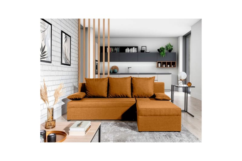 Hjørnesofa Eltap Gino 201x143x90 cm - Nube 45, Gul - Møbler - Sofaer - Sovesofaer