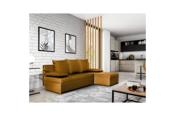 Hjørnesofa Eltap Gino 201x143x90 cm - Nube 45, Gul - Møbler - Sofaer - Sovesofaer