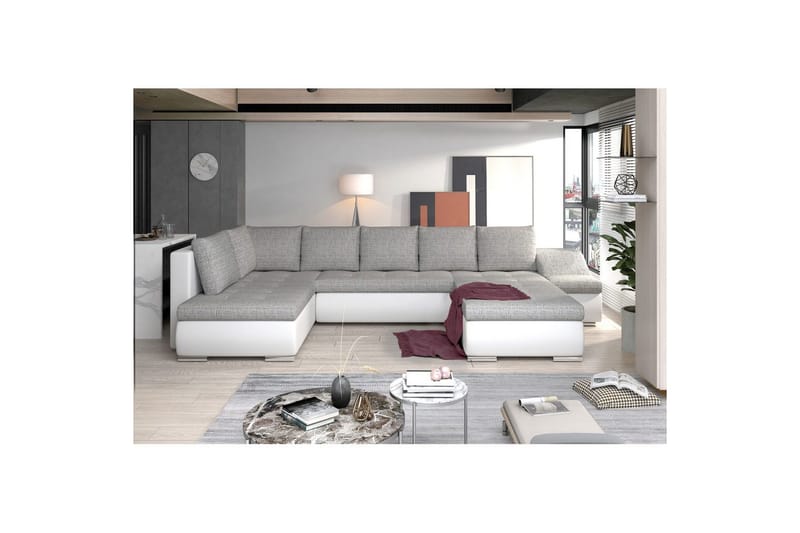 Hjørnesofa Eltap Giovanni 351x82x190 cm, Berlin 01, Blød 17, Grå, Hvid, Højre