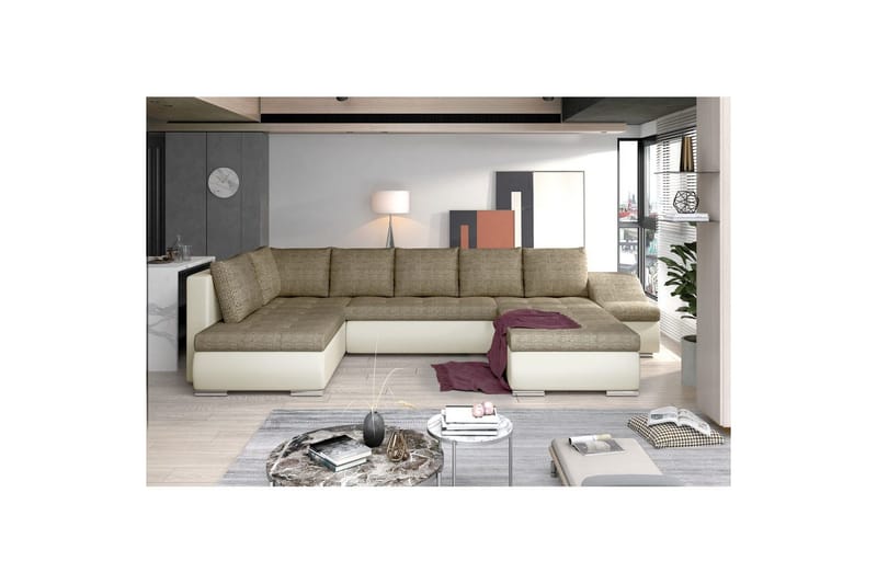 Hjørnesofa Eltap Giovanni 351x82x190 cm - Berlin 03, Blød 33, Beige, Højre - Møbler - Sofaer - Sovesofaer