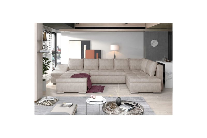 Hjørnesofa Eltap Giovanni 351x82x190 cm, Dora 21, Beige, Venstre