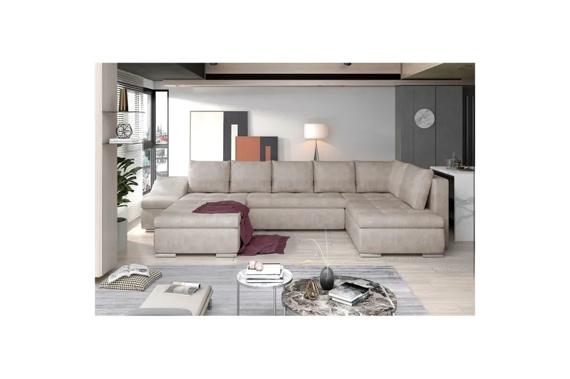 Hjørnesofa Eltap Giovanni 351x82x190 cm, Dora 21, Beige, Venstre