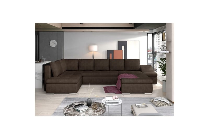 Hjørnesofa Eltap Giovanni 351x82x190 cm - Dora 28, Mørkebrun, Højre - Møbler - Sofaer - Sovesofaer
