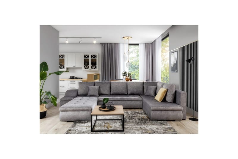 Hjørnesofa Eltap Giovanni 351x82x190 cm, Dora 90, Grå, Venstre
