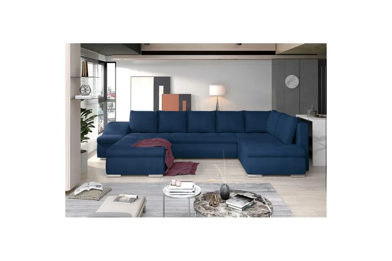 Hjørnesofa Eltap Giovanni 351x82x190 cm - Monolith 77, Blå, Venstre - Møbler - Sofaer - Sovesofaer