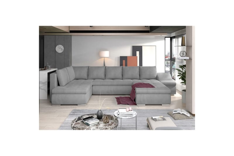 Hjørnesofa Eltap Giovanni 351x82x190 cm, Monolith 84, Lys Grå, Højre